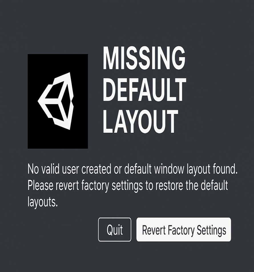 Unity 專案打不開？Missing Default Layout 的完整修復指南